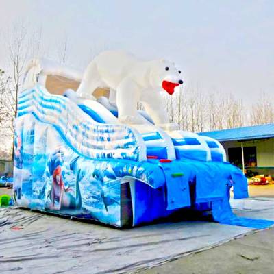 Надувная водная горка для бассейна «Мишка на севере», 8*4*5,5 м