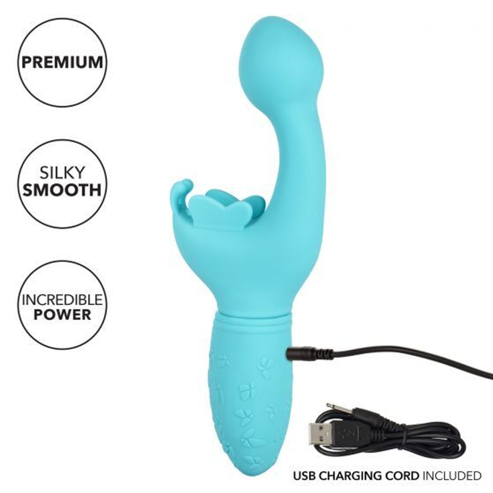 Голубой вибратор-кролик 19см California Exotic Novelties Rechargeable Butterfly Kiss SE-0783-10-3
