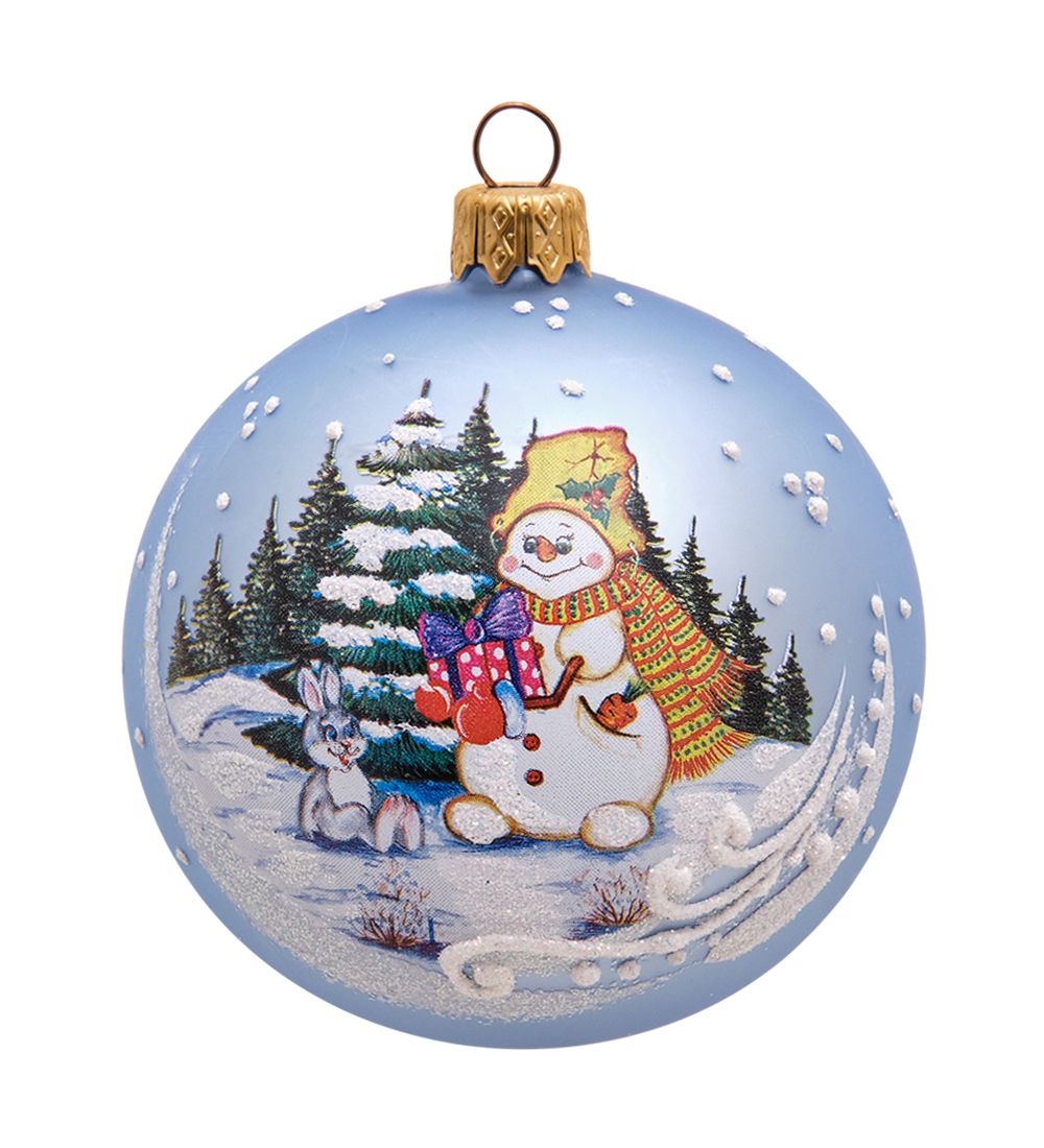 НФШ-1019/2 Ел. украшение Шар «Снеговик с подарком» 85 мм