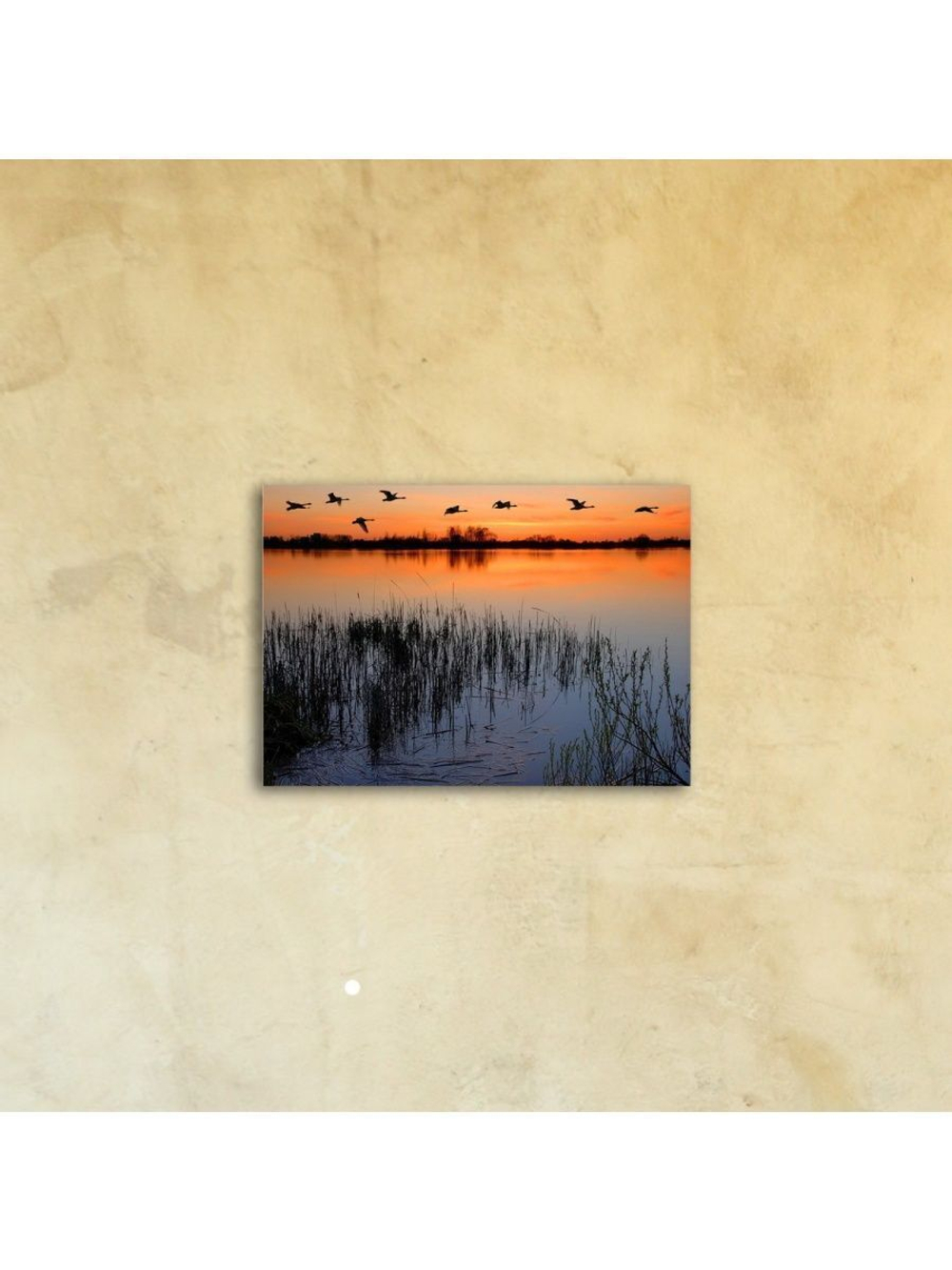 Картина на стекле "Закат над рекой" Декор для дома, подарок