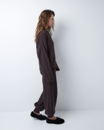 Поло объемного кроя из смесового кашемира шоколадный