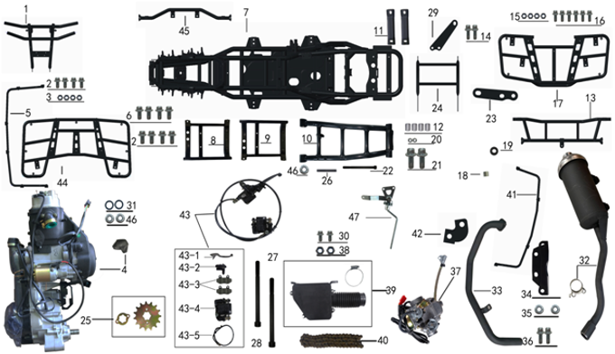 Запчасти к квадроциклу Motax Grizlik T200 | Grizlik T200 LUX. Рис. 4