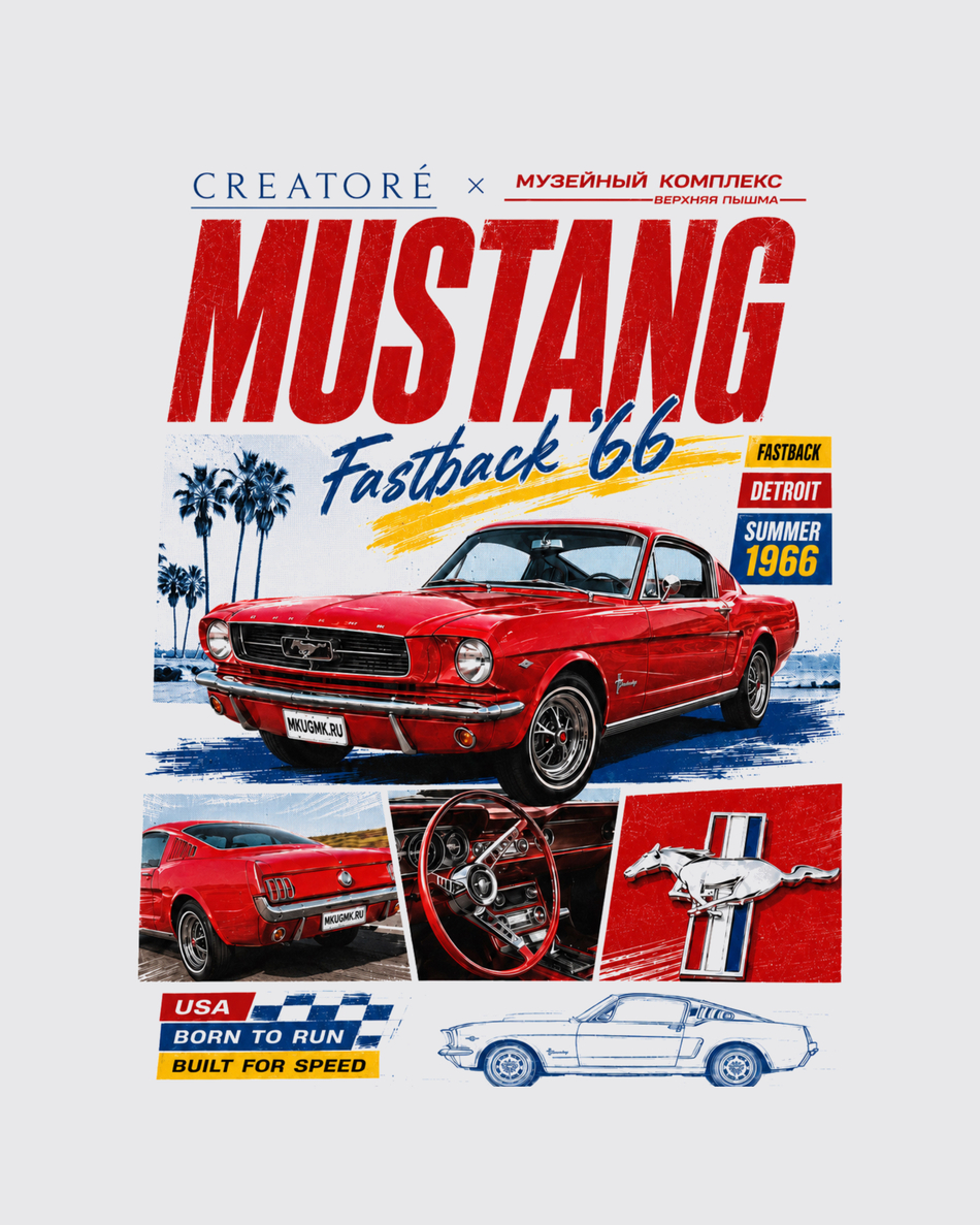 Футболка Ford Mustang Fastback, 1966