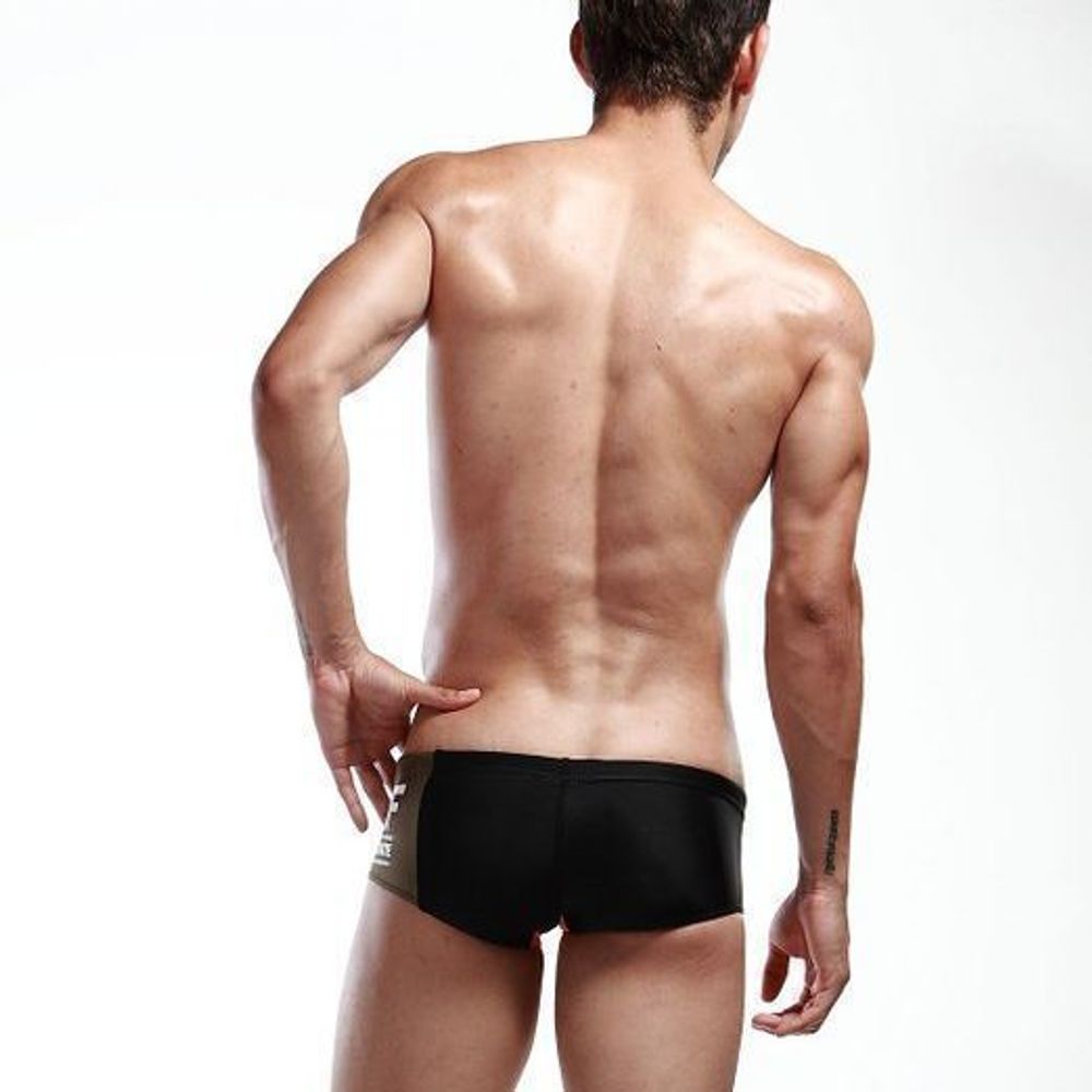 Мужские плавки хипсы цвета хаки с черной вставкой Seobean Swim Khaki Colour