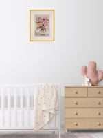 Картина авторская акварельная в паспарту 30х40 см на стену для интерьера "Букет"