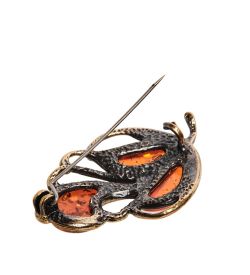 AM-2561 Брошь «Винтажный букет» (латунь, янтарь)