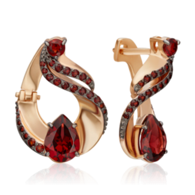 Серьги «Стихия Огня» из красного золота c гранатами 02-5184-00-204-1110