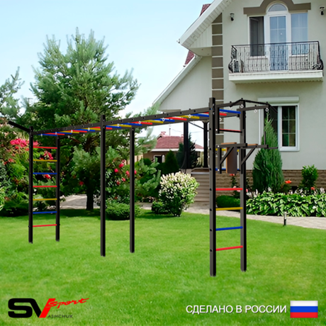 Уличная шведская стенка Sv Sport рукоход х 2 У50711 (Турник/Брусья/Кронш бокс)