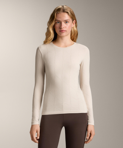 Oysho Термофутболка с жаккардовым узором seamless base layer, светлый серо-коричневый