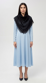 Оренбургский пуховый платок с шелком АШ100-07 черный