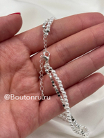 Двойное колье с жемчугом и металлическими бусинами