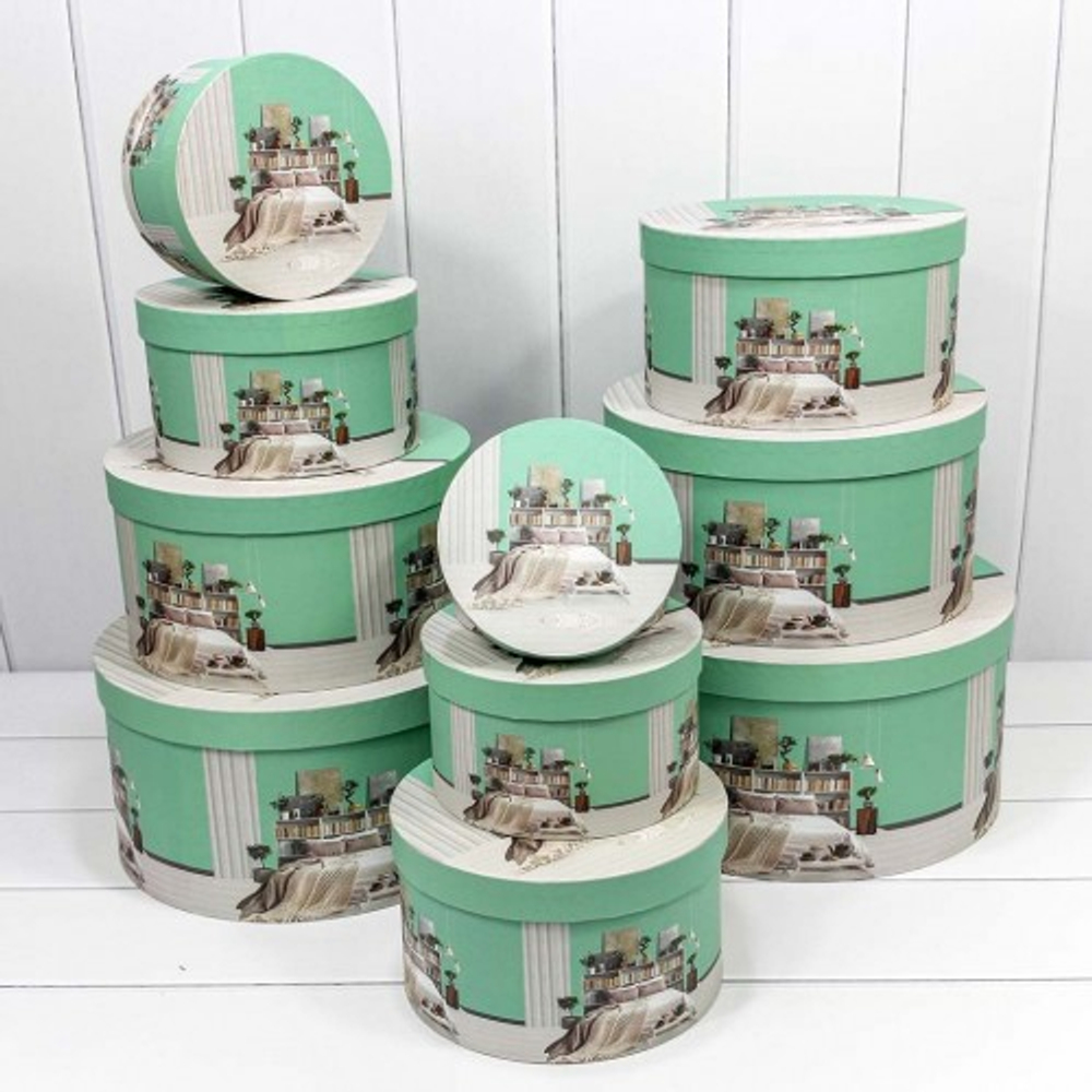 Коробка 35х17.3 см Набор 10 шт "Интерьер" (Зеленый)