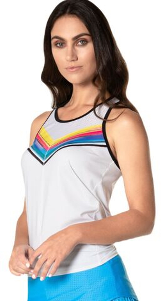 Женский топ теннисный Lucky in Love Tropical Sublime Off Tropic Tie Back Tank - белый