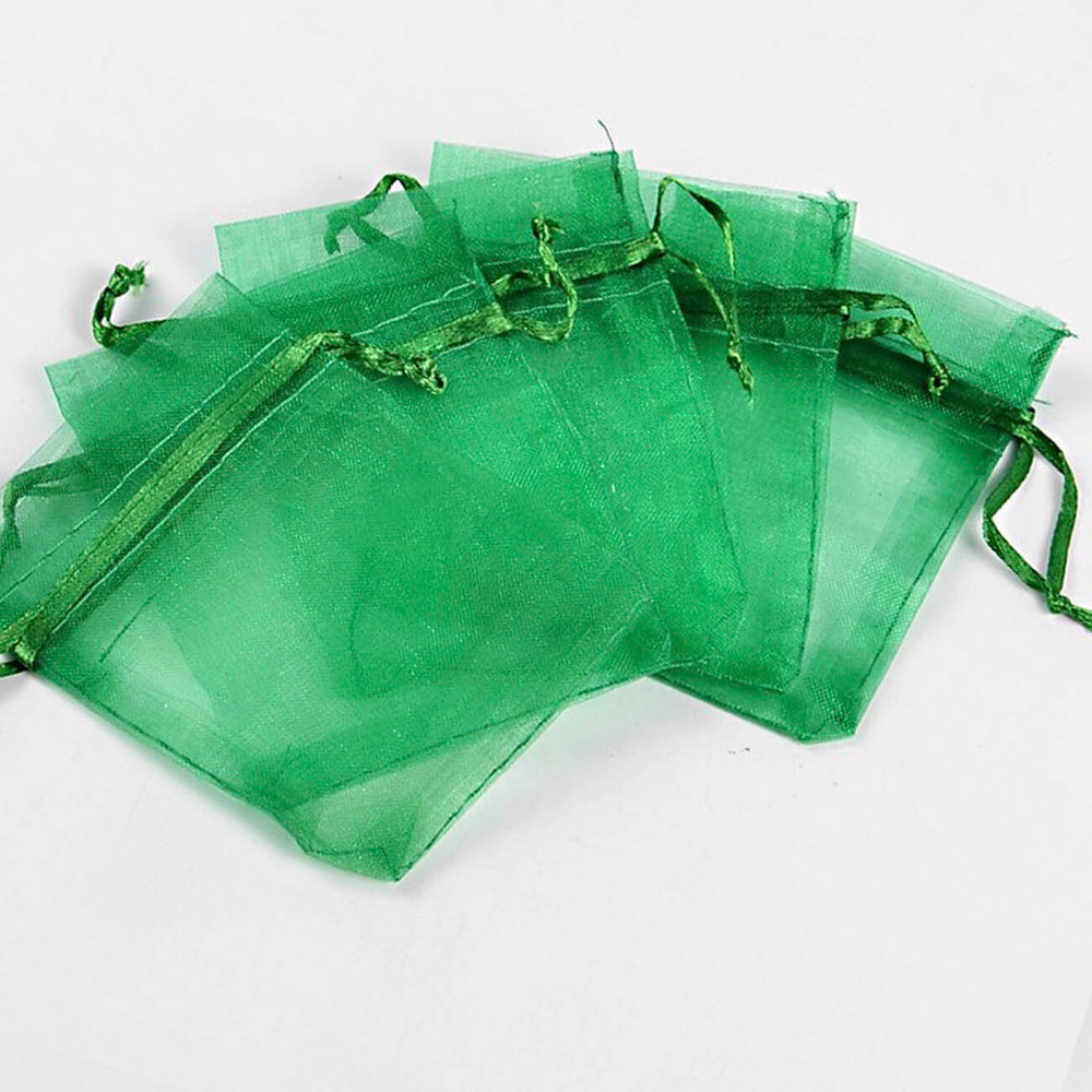 Набор из 100 шт. мешочков 7х9 см из органзы зеленого цвета