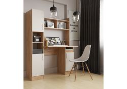 Письменный стол Бишоп 6 123х57х160 дуб крафт золотой / кашемир