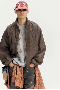 Ветровка Nothomme Monterest Outdoor Water-Repellent Reflective Print Loose Fit Stand Collar Hidden Hood Jacket