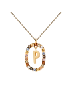 Колье Буква P серебро 925 пробы покрытое золотом