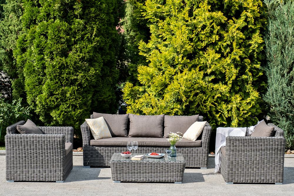 "Капучино" диван из искусственного ротанга трехместный, цвет графит