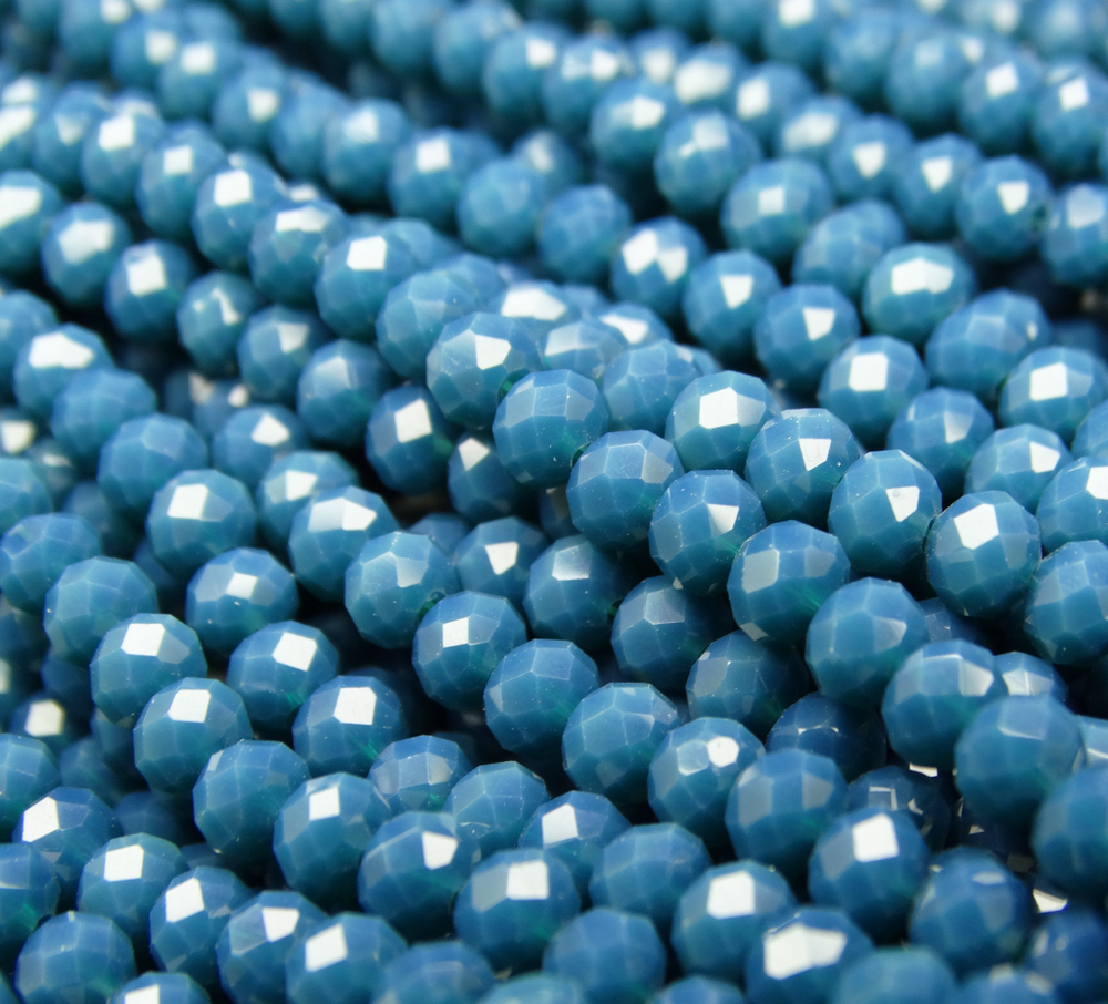 БН020НН34 Хрустальные бусины "рондель", морская волна непрозрозрачный, 3х4 мм, кол-во: 95-100 шт.