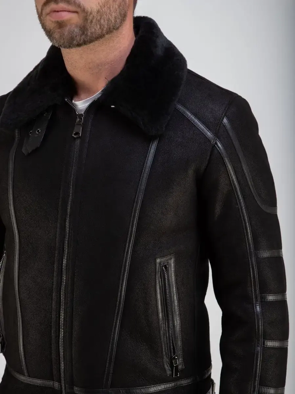 Дубленка мужская натуральная авиатор зимняя Турция