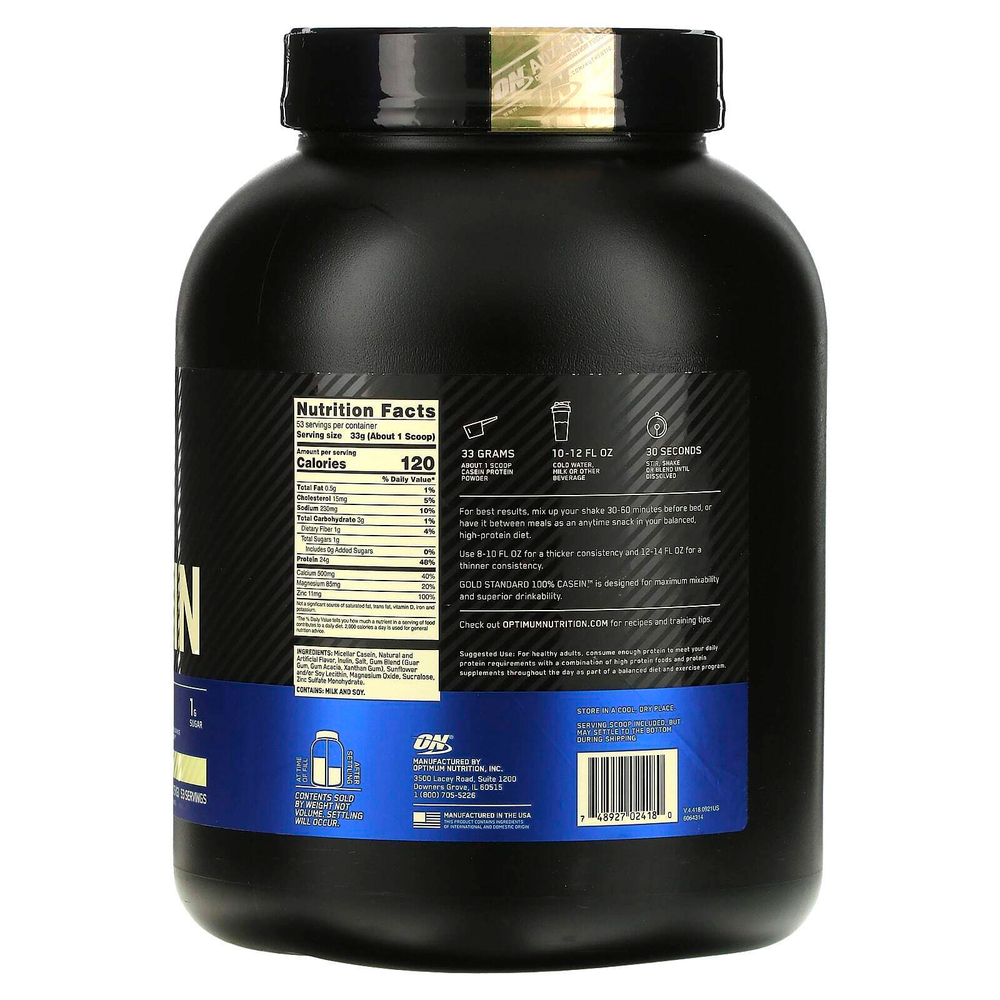 Optimum Nutrition, Gold Standard® 100% Casein, ванильный вкус, 1,75 кг (3,86 фунта)