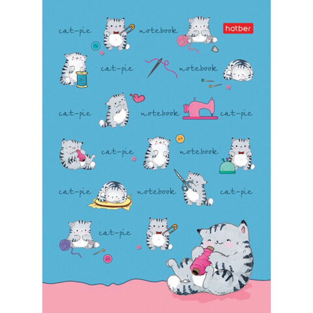 Блокнот МАЛЫЙ ФОРМАТ (105х145 мм) А6, 24 л., скоба, мелованная бумага, HATBER, "Приключения Кота" (16 дизайнов), 24Б6В1