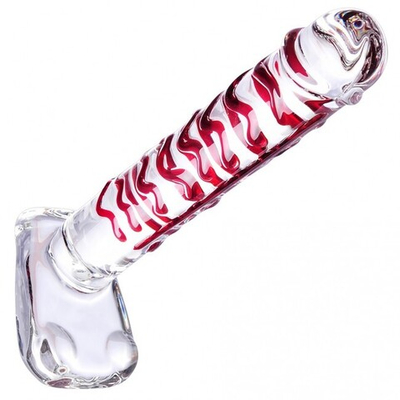 Фаллоимитатор с мошонкой из стекла Bright Passion (Цвет: темно-красный)