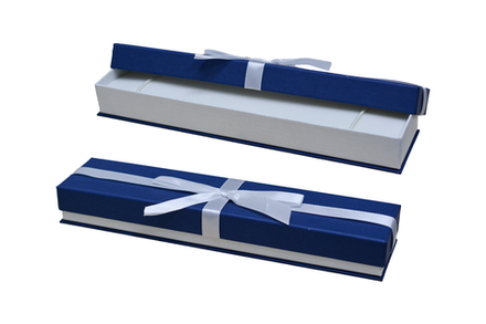 Коробочка-пенал под браслет/цепь с атласной лентой (синий, картон)