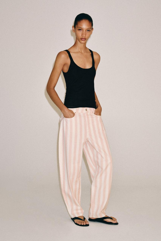 ZARA ЗАУЖЕННЫЕ ДЖИНСЫ В ПОЛОСКУ СО СРЕДНЕЙ ПОСАДКОЙ — ZW COLLECTION, ПОЛОСКИ