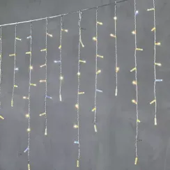 Светодиодная бахрома с колпачком 3,2*0,9 м., 180 теплых белых LED ламп, мерцание, прозрачный провод ПВХ, IP65, LTC (PIL180BLWCAP-10-2WW)