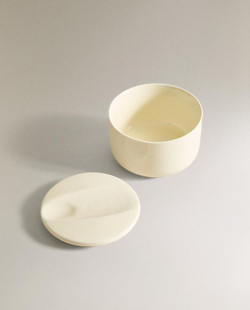 ZARA HOME КЕРАМИЧЕКАЯ БАНКА ДЛЯ КОСМЕТИЧЕСКИХ ПРИНАДЛЕЖНОСТЕЙ, ЭКРЮ