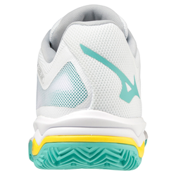 Женские Кроссовки теннисные Mizuno Wave Exceed Light CC - white/turquoise/high visibility yellow