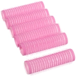Бигуди липучки, 6шт., однотонные, цвет розовый, d-1.5см