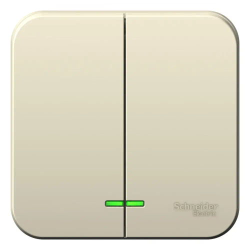 BLANCA О/У 2-клавишный ВЫКЛЮЧАТЕЛЬ (сх.5) с подсветкой, ИЗОЛ.ПЛ, 10А, 250В, МОЛОЧНЫЙ