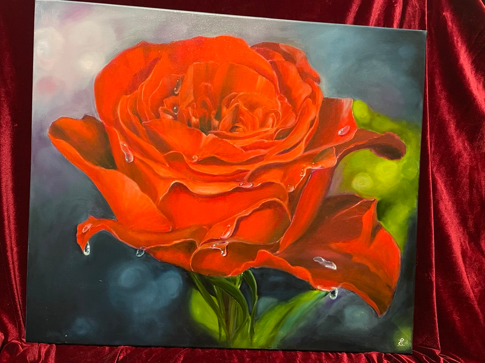 Картина «Красная Роза» | Холст, масло 60х70 см | Художница Ефимова Ольга