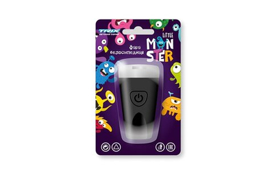 Фара TRIX Little Monster детская, передняя, 1 супер яркий белый диод, линза,3 режима, силикон, черна