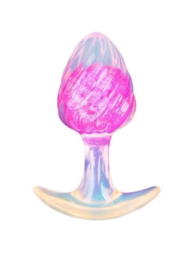 Розоватая анальная пробка со спиралевидным рельефом - 9 см. (Цвет: розовый)
