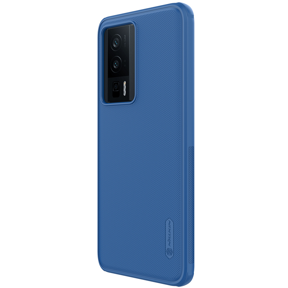 Усиленный чехол синего цвета от Nillkin для Xiaomi Poco F5 Pro (Redmi K60, K60 Pro), серия Super Frosted Shield Pro