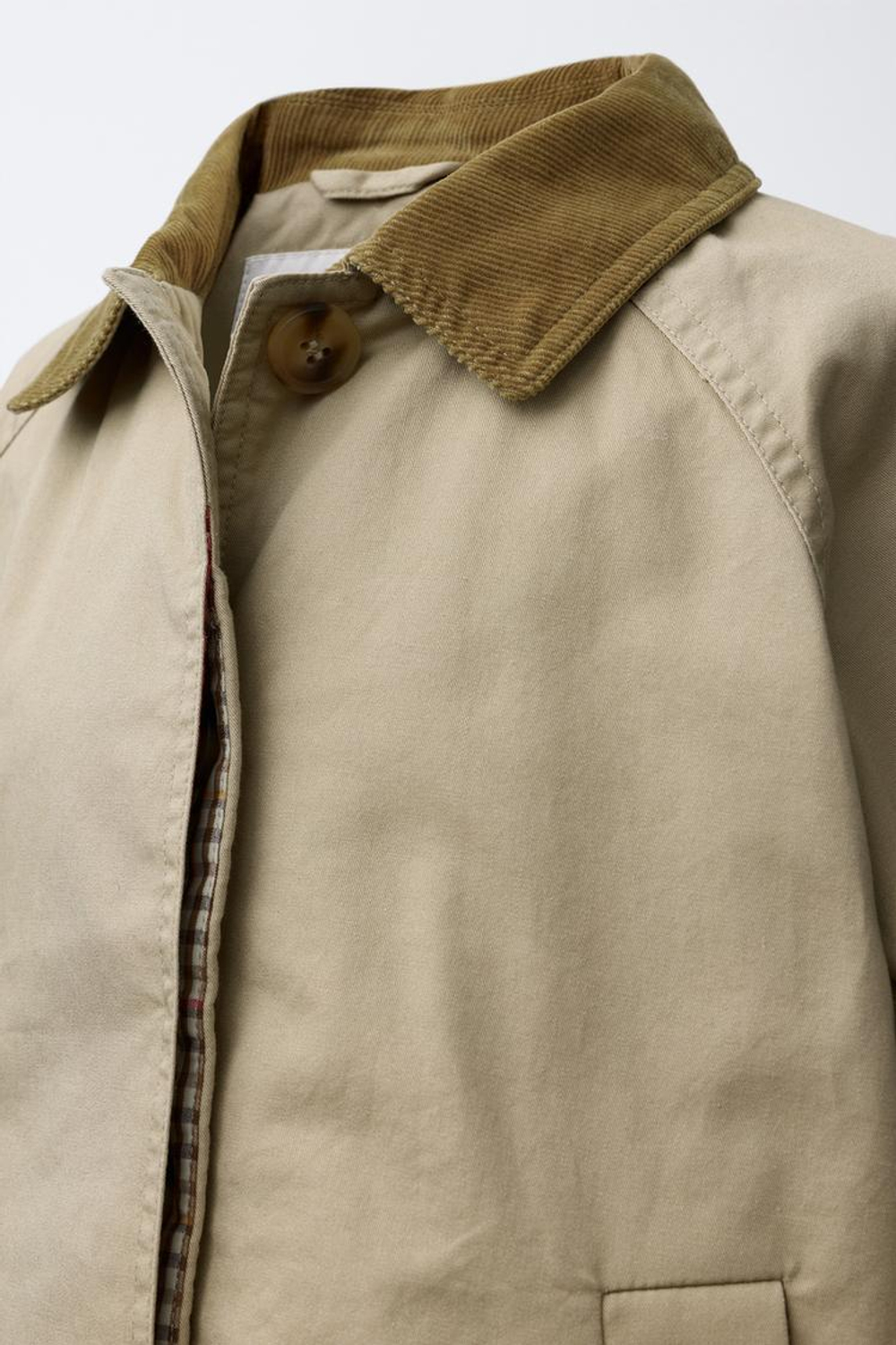 ZARA ТРЕНЧ С ВЕЛЬВЕТОВЫМ ВОРОТНИКОМ, БЕЖЕВЫЙ