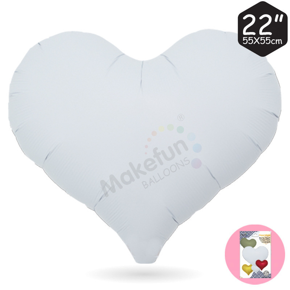 К 22" Сердце матовый Белый 50 см.