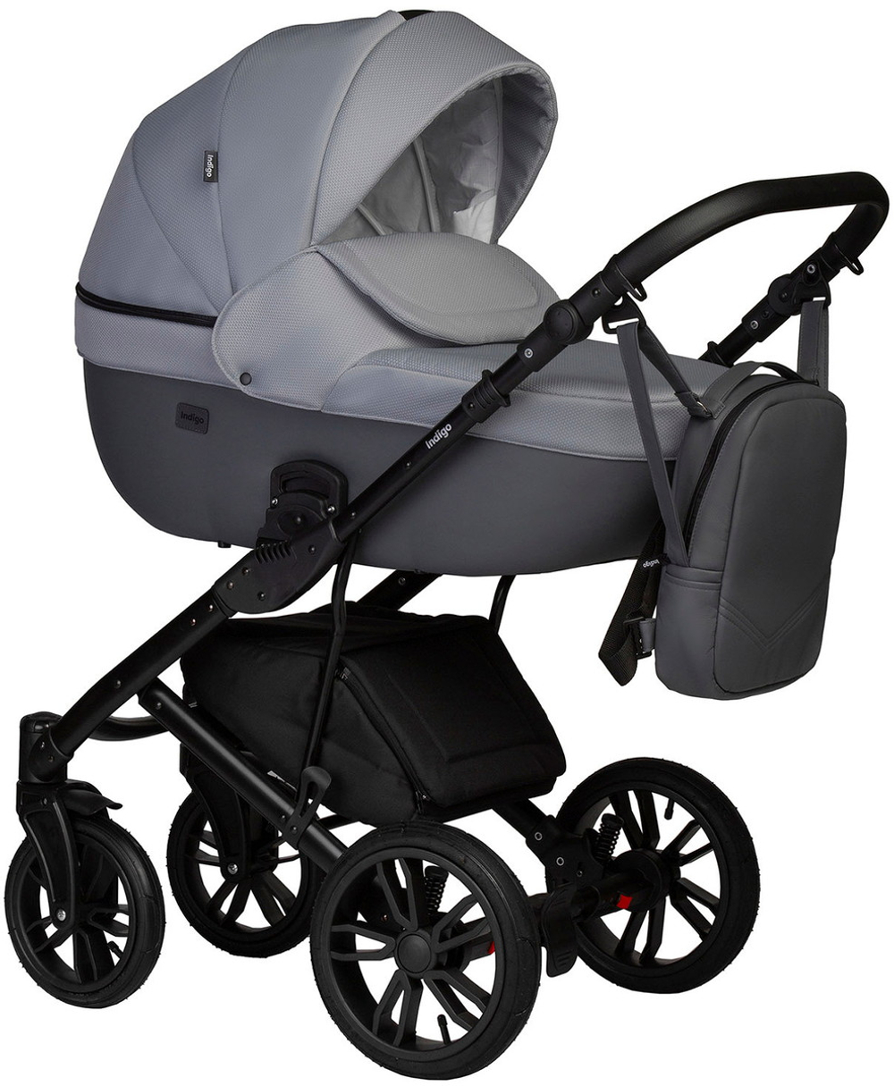 Детская коляска Indigo Mio S 3 в 1 с автокреслом Avionaut Cosmo Beige 04 т.серая кожа+св.серый