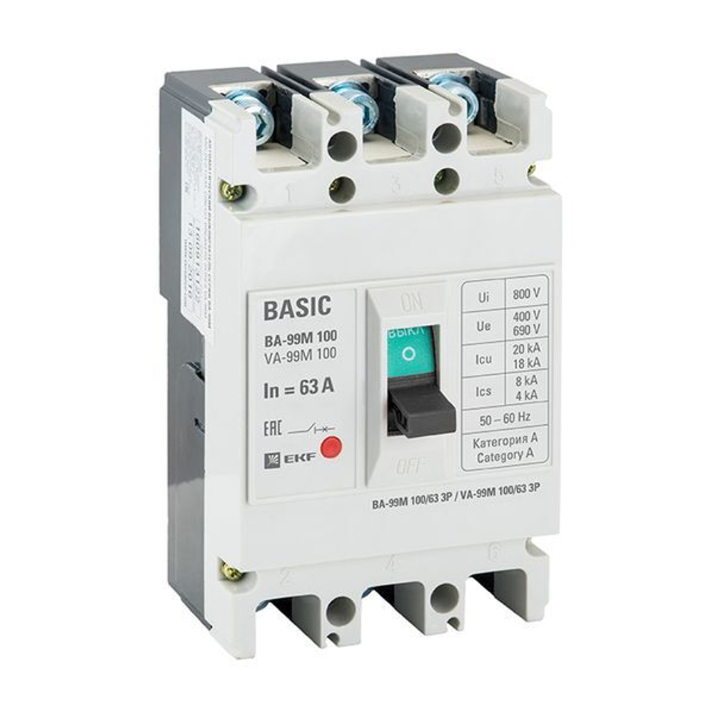 Автоматический выключатель в литом корпусе  EKF mccb99-100-63m-ma