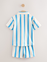 Рубашка с коротким рукавом и шорты в комплекте для мальчика Next E63-609, Синий, Кремовый
