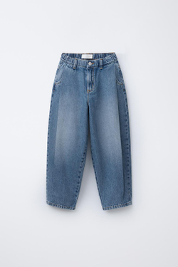 ZARA ДЖИНСЫ BALLOON-FIT, ВЫЦВЕТШИЙ СИНИЙ