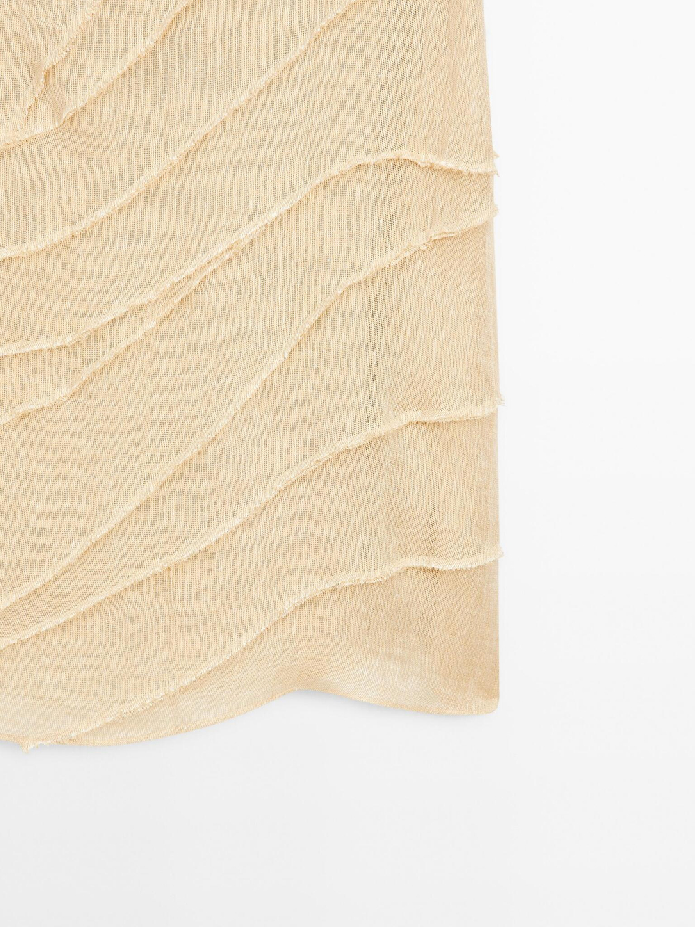 Massimo Dutti Юбка миди в стиле пэчворк, ванильный