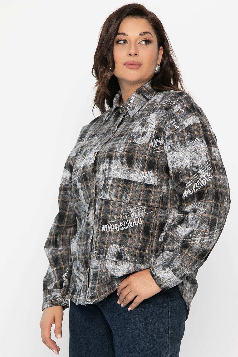 Рубашка хлопковая Шэрри (серо-коричневая) Б14307-18М LT Collection