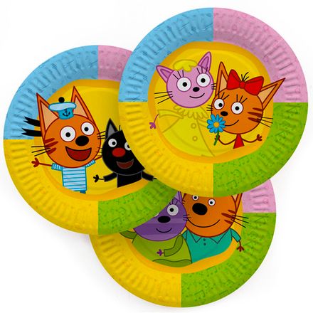 Тарелки "Три кота: Играем вместе" 18 см 6 шт