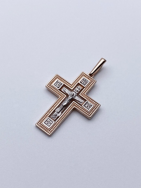 Крест из серебра/Позолота,Родий/С подвижным ухом