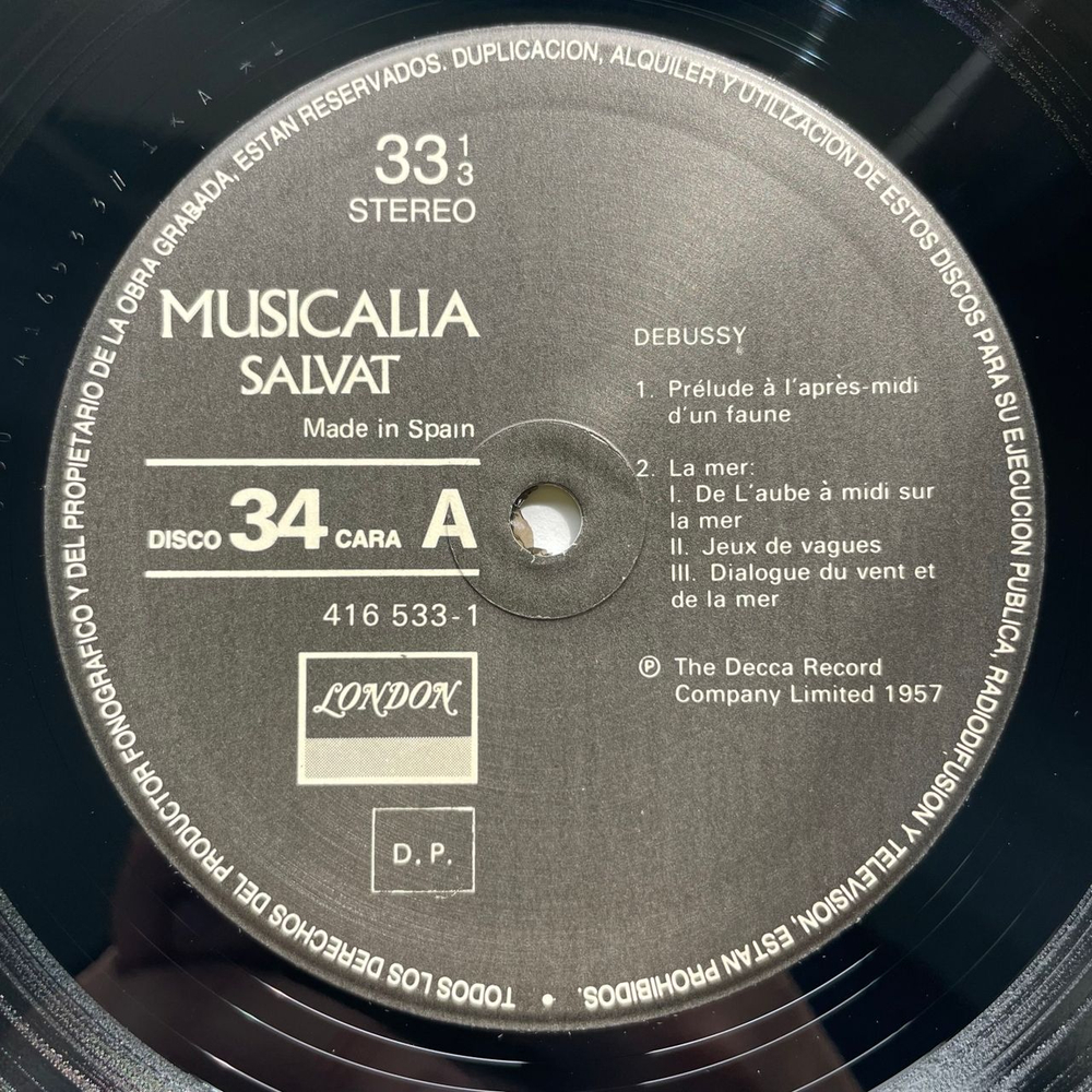 Винтажная виниловая пластинка LP Musicalia 34 Claude Debussy Клод Дебюсси (Испания 1986)