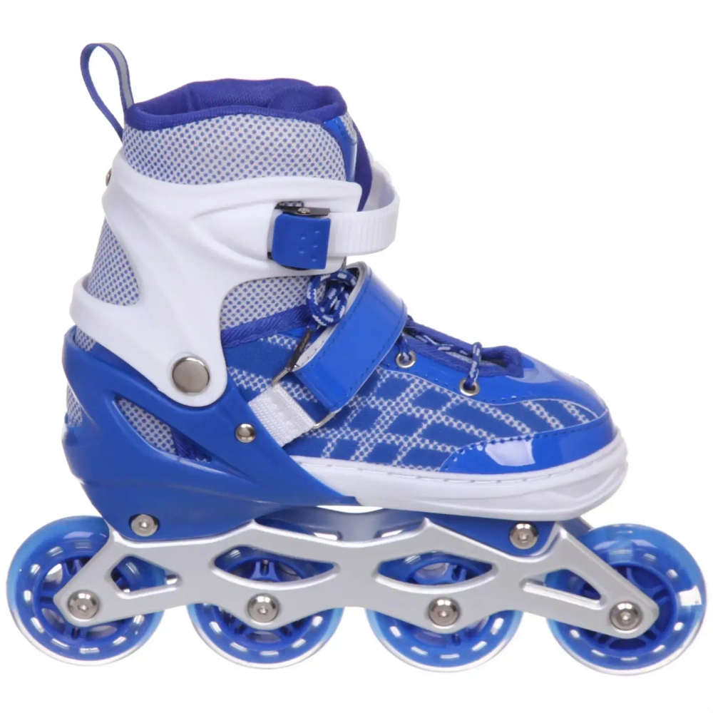 Коньки раздвижные, ледовые с роликовым блоком Ice Line Z4, синий-белый (pазмер 29-33)